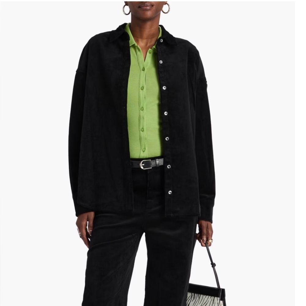 STAUD Matthew Black Corduroy Shirt Jacket Overshirt Size S NWT